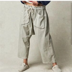 Free People Striped Cream Wide Leg Pants